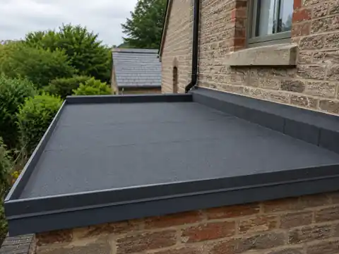 Flat roof membrane on a residential extension